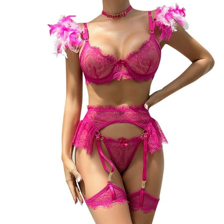 Lingerie For Women Fashion Solid Color Feathers Detachable Lace Lace Metal Chain 6 Piece Sexy Underwear
Lingerie For Women Fashion Solid Color Feathers Detachable Lace Lace Metal Chain 6 Piece Sexy Underwear