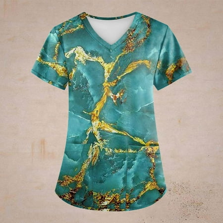 Hanas Women s Top Fashion Summer Plus Size Retro Printed Scrub Working Uniform Tops For Women Cross V-Neck Short Sleeve Fun T-Shirts Workwear Tee With Pockets Green/M
Hanas Women s Top Fashion Summer Plus Size Retro Printed Scrub Working Uniform Tops For Women Cross V-Neck Short Sleeve Fun T-Shirts Workwear Tee With Pockets Green/M