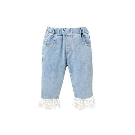 elfinBE Toddler Baby Girl Elastic Waist Solid Color Lace Leg Straight Full-length Denim Pants 3-24M
elfinBE Toddler Baby Girl Elastic Waist Solid Color Lace Leg Straight Full-length Denim Pants 3-24M
