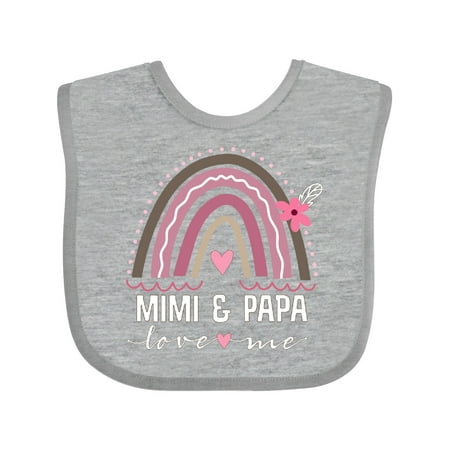 Inktastic Mimi and Papa Love Me Rainbow Gift Baby Girl Bib