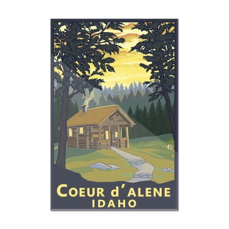 Coeur D'Alene, Idaho - Cabin in Woods - Lantern Press Artwork (16x24 Acrylic Wall Art Gallery Quality)