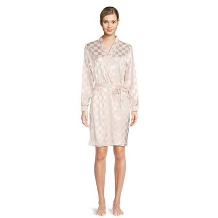Lissome Women s and Women s Plus Satin Checkered Robe