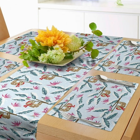 Funny Sloth Table Runner & Placemats Strelitzia Flower Snowy Climate Palm Tree Leaves Rhythmic Pattern Set for Dining Table Decor Placemat 4 pcs + Runner 14 x90 Pale Blue Multicolor by Ambesonne
Funny Sloth Table Runner & Placemats Strelitzia Flower Snowy Climate Palm Tree Leaves Rhythmic Pattern Set for Dining Table Decor Placemat 4 pcs + Runner 14 x90 Pale Blue Multicolor by Ambesonne