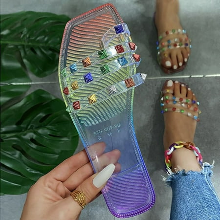 Summer Savings! Zpanxa Slippers for Women Fashion Women Rhinestone Transparent Flat Toe Gradient Beach Shoes Flip Flop Flip Flops for Women Purple 41
Summer Savings! Zpanxa Slippers for Women Fashion Women Rhinestone Transparent Flat Toe Gradient Beach Shoes Flip Flop Flip Flops for Women Purple 41
