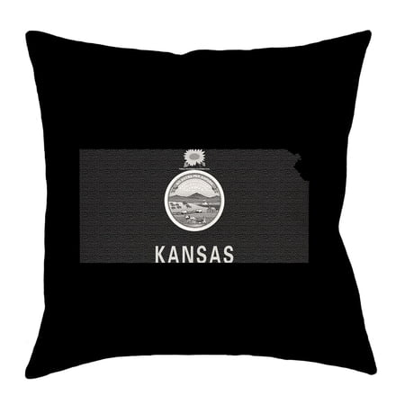 ArtVerse Katelyn Smith Kansas Flag Black (Pillow Cover Only) - Poly Twill