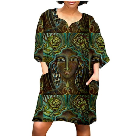 Formal Dresses for Women Summer Dress Women Fashion Vintage Print Middle Sleeve V Neck Casual Mini Dress Sundresses for Women Birthday Dresses for Women Sexy on Clearance Green M
Formal Dresses for Women Summer Dress Women Fashion Vintage Print Middle Sleeve V Neck Casual Mini Dress Sundresses for Women Birthday Dresses for Women Sexy on Clearance Green M