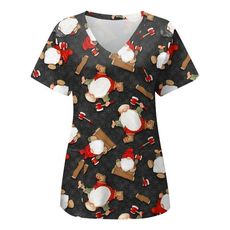 Crop Tops for Women Tunic Tops Womans Plus-size Casual Tops S-2XL Short Sleeve V-neck Christmas Print Overalls with Pocket Tops Womens Workout Tops Black Shirts for Women Clearance Black L
Crop Tops for Women Tunic Tops Womans Plus-size Casual Tops S-2XL Short Sleeve V-neck Christmas Print Overalls with Pocket Tops Womens Workout Tops Black Shirts for Women Clearance Black L
