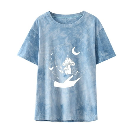 Crop Tops for Women Sequin Tops for Women Women s Loose Tie Print Crew Neck Short Sleeve Top Blouse High Top Women Maternity Tops Clearance Blue M
Crop Tops for Women Sequin Tops for Women Women s Loose Tie Print Crew Neck Short Sleeve Top Blouse High Top Women Maternity Tops Clearance Blue M