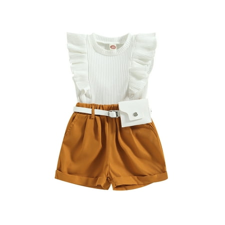 aturustex Toddler Girls Summer Outfit 9M 12M 18M 24M 3T 4T Flying Sleeves Ribbed Tank Tops and Elastic Casual Shorts with Belt Set 3Pcs
aturustex Toddler Girls Summer Outfit 9M 12M 18M 24M 3T 4T Flying Sleeves Ribbed Tank Tops and Elastic Casual Shorts with Belt Set 3Pcs