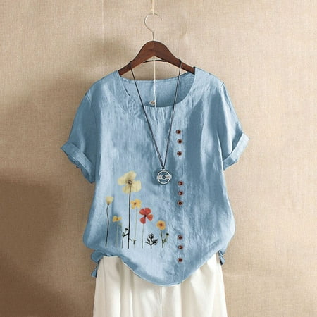 Simplmasygenix Women Tops Summer Clearance Women Casual Plus Size O-Neck Printed Loose Button Tunic Shirt Blouse Tops
Simplmasygenix Women Tops Summer Clearance Women Casual Plus Size O-Neck Printed Loose Button Tunic Shirt Blouse Tops