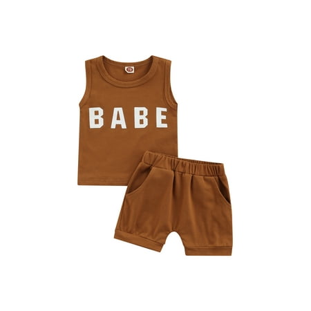 Yinyinxull Infant Girls Boys Summer Clothes Set BABE Letter Print Sleeveless Tops Vest+Shorts 2Pcs Outtfits Brown 6-12 Months
Yinyinxull Infant Girls Boys Summer Clothes Set BABE Letter Print Sleeveless Tops Vest+Shorts 2Pcs Outtfits Brown 6-12 Months