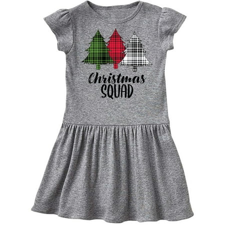 Inktastic Christmas Squad with Plaid Trees Gift Toddler Girl Dress