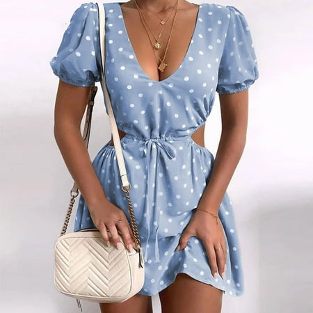 SBYOJLPB Women s waist Fashion Women Sexy Dot Print V-Neck Hollow Waist Short Sleeves Dress Mini Dress Blue 4(S)
SBYOJLPB Women s waist Fashion Women Sexy Dot Print V-Neck Hollow Waist Short Sleeves Dress Mini Dress Blue 4(S)