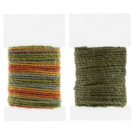 Craft County 2mm Multicolor Jute Cord Packs - 10 Meter Spools for a Total of 50 or 100 Meters