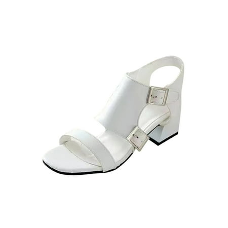 Babysbule Womens Clearance Sandals Women Peep Toe Shoes Medium Chunky Heel Belt Buckle Casual Sandals
Babysbule Womens Clearance Sandals Women Peep Toe Shoes Medium Chunky Heel Belt Buckle Casual Sandals