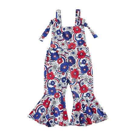 Toddler Girl Fourth of July Jumpsuit Sleeveless Floral Print Romper Overalls Bell-Bottoms
Toddler Girl Fourth of July Jumpsuit Sleeveless Floral Print Romper Overalls Bell-Bottoms
