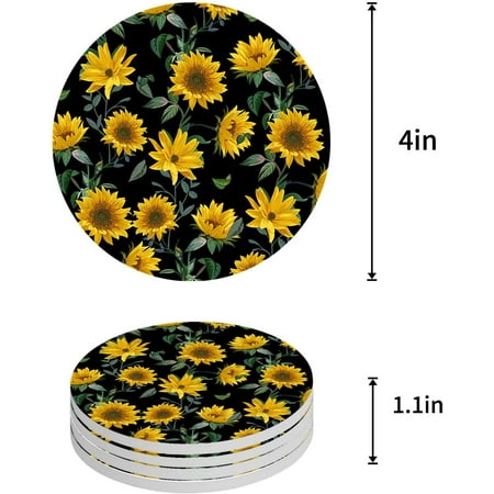 ZHANZZK Summer Flowers Sunflowers Black Set of 6 Round Coaster for Drinks Absorbent Ceramic Stone Coasters Cup Mat with Cork Base for Home Kitchen Room Coffee Table Bar Decor
ZHANZZK Summer Flowers Sunflowers Black Set of 6 Round Coaster for Drinks Absorbent Ceramic Stone Coasters Cup Mat with Cork Base for Home Kitchen Room Coffee Table Bar Decor