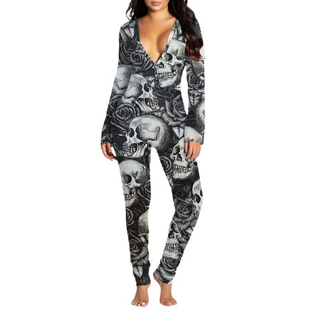 JBEELATE Jumpsuits for Women V Neck Halloween Pumpkin Print Clubwear Bodycon Rompers Functional Butt Flap Pajamas
JBEELATE Jumpsuits for Women V Neck Halloween Pumpkin Print Clubwear Bodycon Rompers Functional Butt Flap Pajamas