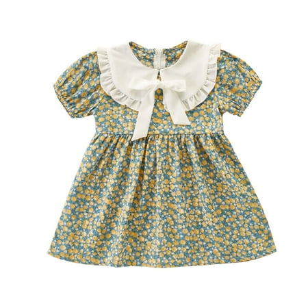 XINSHIDE Children Toddler Kids Dress Baby Girls Cute Print Short Sleeve Princess Dress Outfits Baby Clothing