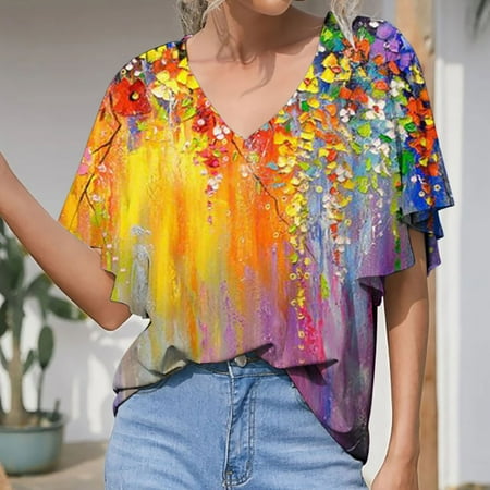 YFPWM Long Sleeve Tee Shirts for Women Bustier Tops Concert Tops Linen Shirts Cute Blouses Summer Print V Neck Short Sleeve T-Shirt
YFPWM Long Sleeve Tee Shirts for Women Bustier Tops Concert Tops Linen Shirts Cute Blouses Summer Print V Neck Short Sleeve T-Shirt