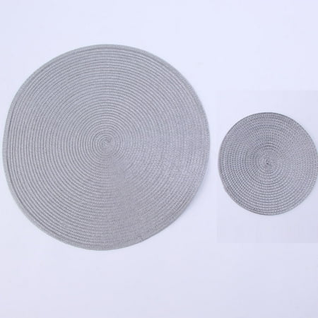 Hand Woven Round Placemats & Coasters Table Mat Insulation Pads Home Supply 38cm