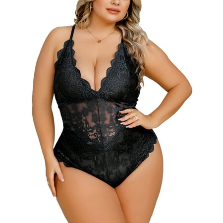 Innerwin Women Sleepwear Plus Size Bodysuit Sleeveless Cross Back Lingerie Deep V Ladies Mini Solid Color One Piece Hollow Out Black 3XL
Innerwin Women Sleepwear Plus Size Bodysuit Sleeveless Cross Back Lingerie Deep V Ladies Mini Solid Color One Piece Hollow Out Black 3XL
