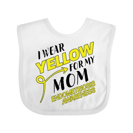 Inktastic I Wear Yellow for My Mom- Endometriosis Awareness Gift Baby Boy or Baby Girl Bib