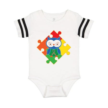 Inktastic Autism Awareness Puzzle Piece Owl Gift Baby Boy or Baby Girl Bodysuit