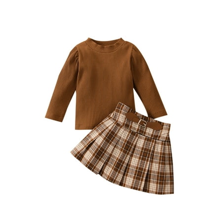 JYYYBF Toddler Baby Girl Outfit Knitted Long Puff Sleeve Sweater Tops with Plaid Pleated Mini Skirts 6pcs Fall Clothes Set Brown
JYYYBF Toddler Baby Girl Outfit Knitted Long Puff Sleeve Sweater Tops with Plaid Pleated Mini Skirts 6pcs Fall Clothes Set Brown