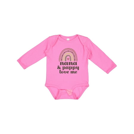 Inktastic Nana and Pappy Love Me Rainbow Gift Baby Girl Long Sleeve Bodysuit