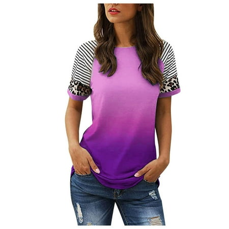 Bospose Women O-Neck Shirt Short Sleeve Crop Top Corset Top Pink Top Women S Fashion Print T-Shirt Blouse Loose Tops Lady Gradient Patchwork Top T-Shirt M
Bospose Women O-Neck Shirt Short Sleeve Crop Top Corset Top Pink Top Women S Fashion Print T-Shirt Blouse Loose Tops Lady Gradient Patchwork Top T-Shirt M