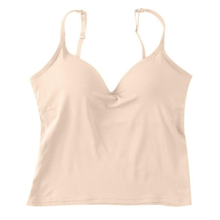 Women Loose Sleeveless Camisole with Built-in for Sports Home Cami Bra
