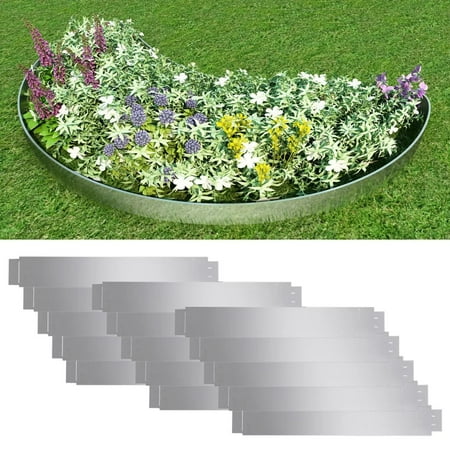 Yosoo Set of 15 Flexible Lawn Fence Galvanized Steel 39.4" x 5.9"