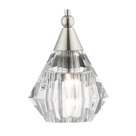 Livex Lighting 47071 Brussels 1 Light 7 Wide Crystal Mini Pendant - Nickel