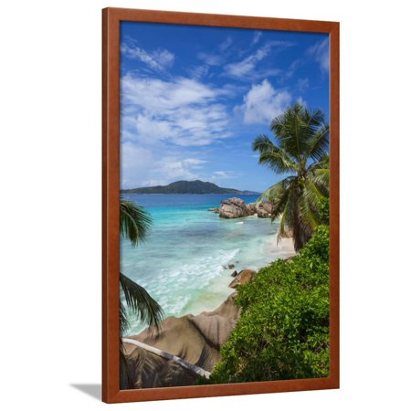 Palm Trees and Tropical Beach, La Digue, Seychelles Framed Print Wall Art By Jon Arnold