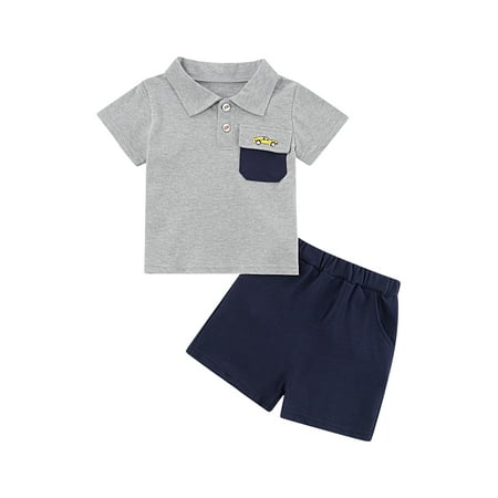 Suanret Toddler Baby Boys Summer Clothes Sets Short Sleeve Lapel Car Embroidered T-Shirt + Elastic Waist Shorts Gray 4-5 Years
Suanret Toddler Baby Boys Summer Clothes Sets Short Sleeve Lapel Car Embroidered T-Shirt + Elastic Waist Shorts Gray 4-5 Years
