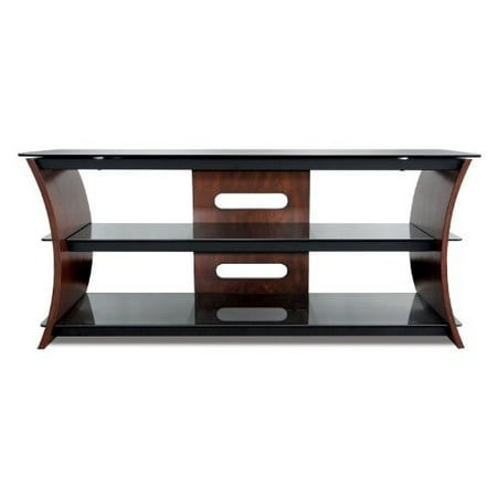 Bello CW356 Curved Wood Audio/video Stand Furn 56in Wide Wirh Caramel Brown Finish
