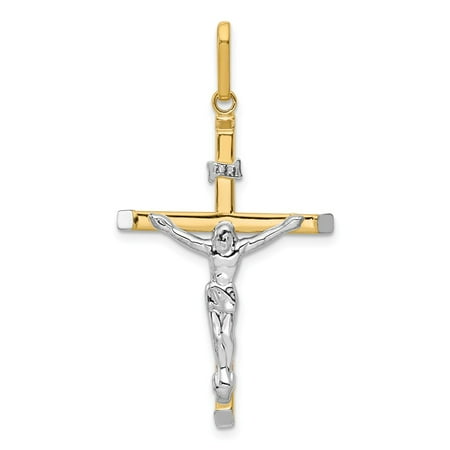 14k Two Tone Gold Latin Crucifix Pendant