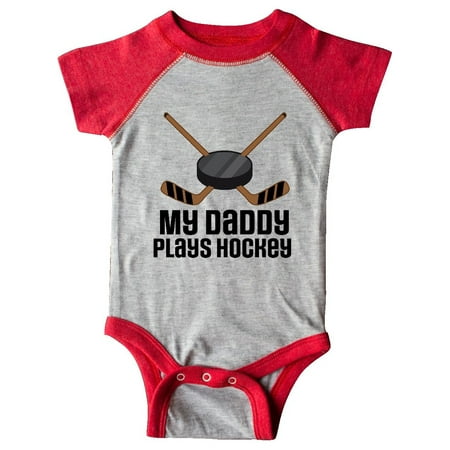Inktastic Daddy Plays Hockey Sports Gift Baby Boy or Baby Girl Bodysuit