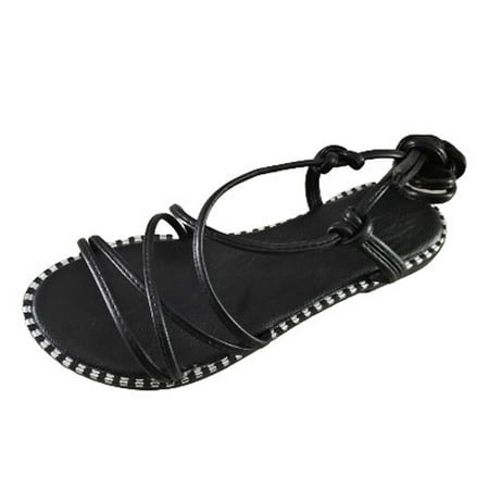 Stamzod Womens Summer Fashion Sandals Lace-Up Solid Color Flat Casual Sandals Clearance Black 35
Stamzod Womens Summer Fashion Sandals Lace-Up Solid Color Flat Casual Sandals Clearance Black 35