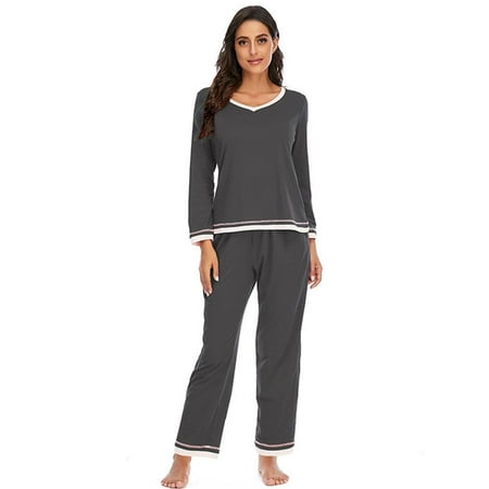 Autumn Winter Women s Pajamas Contrast Color Cotton Long-sleeved V Neck T shirt and Pants 2-Piece Nightwear Casual Homewear Sleepwear Set
Autumn Winter Women s Pajamas Contrast Color Cotton Long-sleeved V Neck T shirt and Pants 2-Piece Nightwear Casual Homewear Sleepwear Set