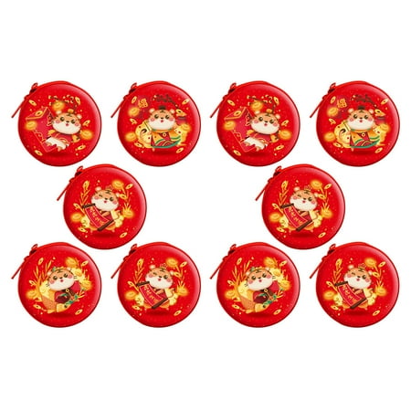 10Pcs Tinplate Coin Bags Children Gift Bags Year of the Tiger Design Coin Boxes (Random Style)