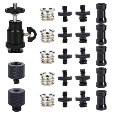 23Pcs Thread Adapter 3/8 Inch to 1/4 Inch and 1/4 Inch to 3/8 Inch Screw for Aluminum Tripod Adapter
23Pcs Thread Adapter 3/8 Inch to 1/4 Inch and 1/4 Inch to 3/8 Inch Screw for Aluminum Tripod Adapter