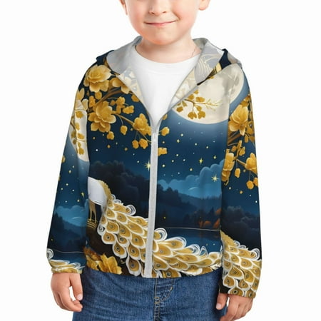 Gaeub Moonlit Golden Tree Peacock Print Athletic Sun Protection Hoodie for Kids Long Sleeve Outdoor UV Shirt Running Fishing Top for Boys Girls-4 Years
Gaeub Moonlit Golden Tree Peacock Print Athletic Sun Protection Hoodie for Kids Long Sleeve Outdoor UV Shirt Running Fishing Top for Boys Girls-4 Years