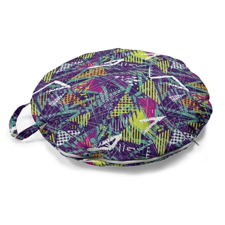 Colorful Round Floor Cushion with Handle Retro Pop Art Memphis Style Geometric Groovy Polka Dots Triangles Print Pillow for Living Room & Dorms 18 Round Purple and Cadet Blue by Ambesonne
Colorful Round Floor Cushion with Handle Retro Pop Art Memphis Style Geometric Groovy Polka Dots Triangles Print Pillow for Living Room & Dorms 18 Round Purple and Cadet Blue by Ambesonne