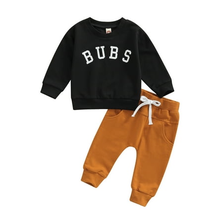 Musuos Toddler Boy 2Pcs Fall Outfits Long Sleeve Letter Print Pullover Tops + Pants Set
Musuos Toddler Boy 2Pcs Fall Outfits Long Sleeve Letter Print Pullover Tops + Pants Set