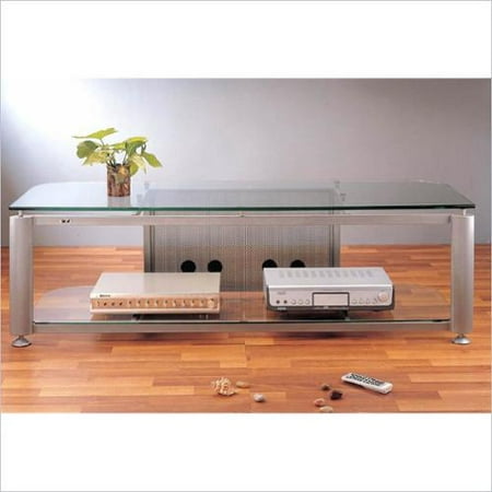 VTI HGR Series Plasma/LCD TV Stand-Silver Pole / Frosted Glass