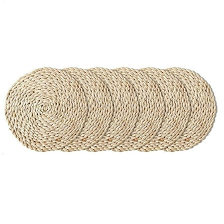 6-Piece Woven Placemat Corn Husk Woven Placemat Table Mat 32cm