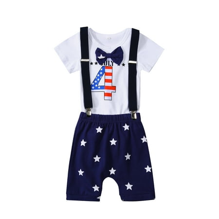 Blotona 2Pcs 4th of July Toddler Baby Boys Independence Day Outfit Star Letter Printing Short Sleeve Romper with Bow Tie + Suspender Trousers
Blotona 2Pcs 4th of July Toddler Baby Boys Independence Day Outfit Star Letter Printing Short Sleeve Romper with Bow Tie + Suspender Trousers