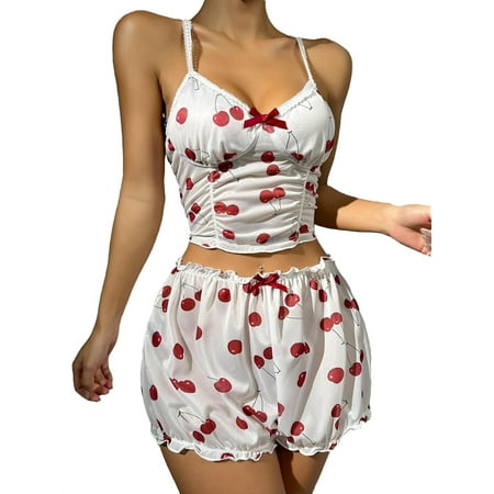 Cute Spaghetti Strap Short Sets Sleeveless Red and White Womens Pajama Sets (Women s)
Cute Spaghetti Strap Short Sets Sleeveless Red and White Womens Pajama Sets (Women s)